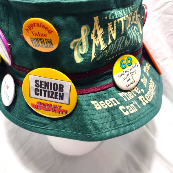 GENUINE ANTIQUE PERSON Novelty Bucket Hat with 18 Pins - Size: Large - Picture 7 of 10